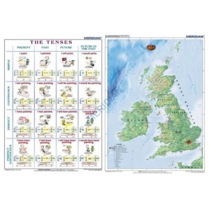 Plansza ścienna  DUO The tenses active voice - The British Isles Physical 120X160 1:950000